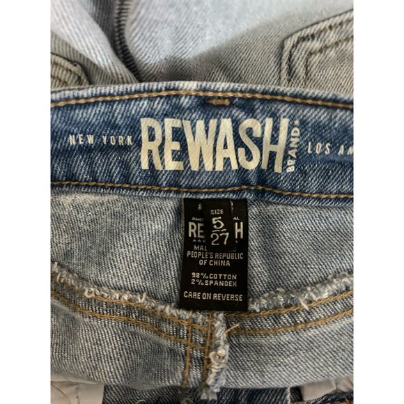 Rewash 90sJean Size 5/27 Blue Light Wash Chewed Vintage Stretch Hi Rise NWT - Picture 3 of 5